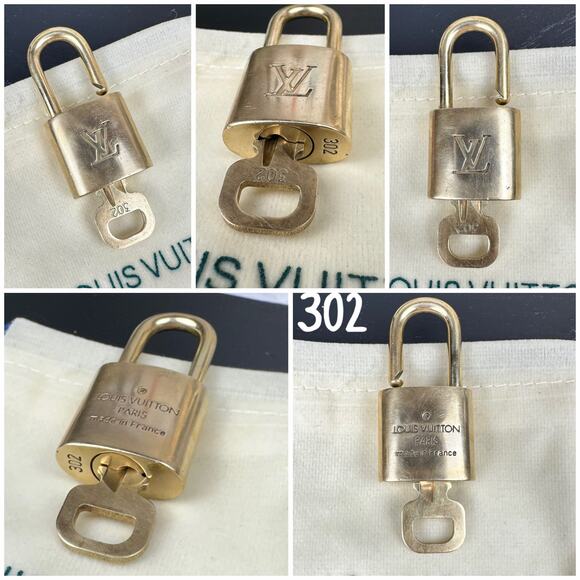 Louis Vuitton vintage brass Lock and Key CHOOSE ONE: 314, 302, 322, 318 Cleaned! - Picture 7 of 7